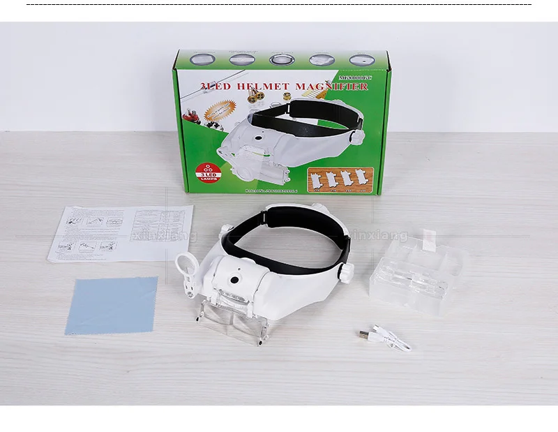 15 Multiples Headband Led Light Glasses Magnifier 3 LED Surgical Magnifying Glass with Light Eye Loupe Portable Reading Loupe