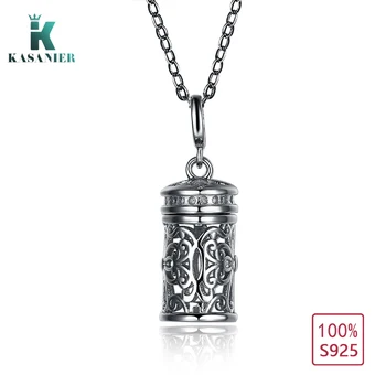 

Openwork Pattern Cylinder Pendant Necklace 100% 925 Sterling Silver Flower Ball Women Fashion Jewelry for Couple Birthday Gift
