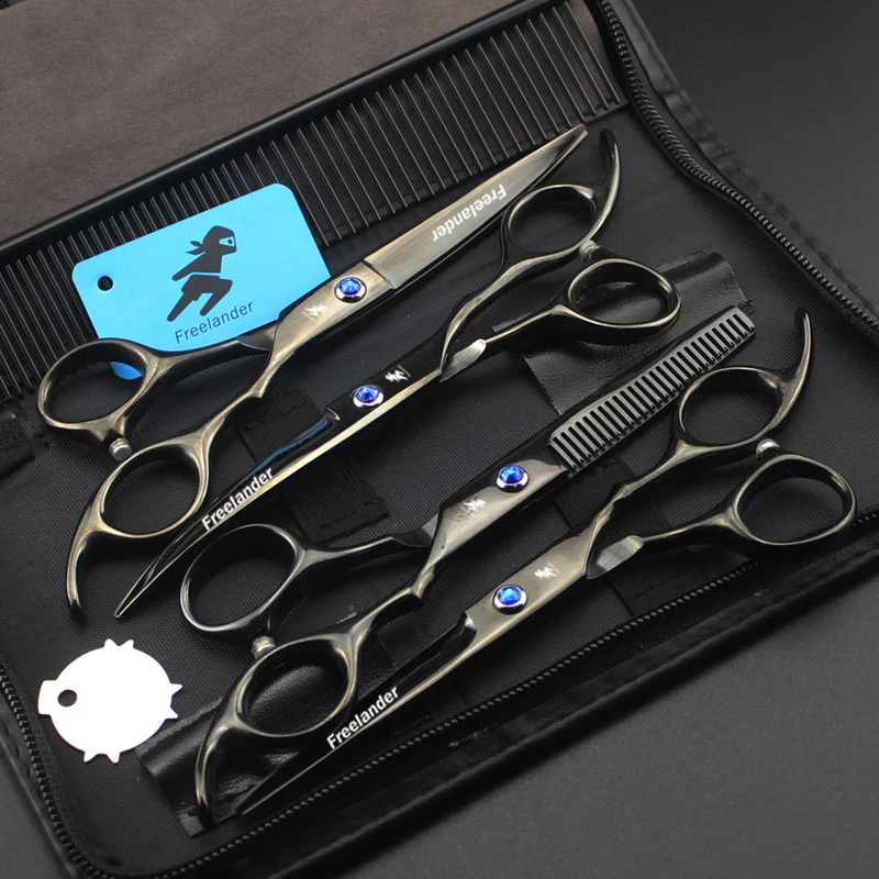 6.0inch professional scissors dog pet grooming polishing tool animal hair Cutting Scissors and Double tail curved scissors