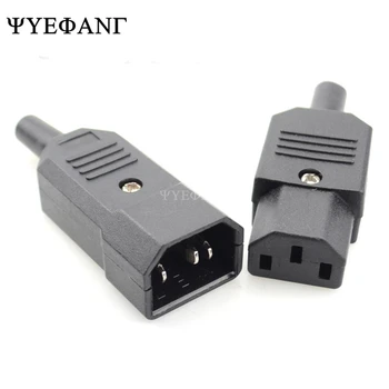 

IEC Straight Cable Plug Connector C13 C14 10A 250V Black female&male Plug Rewirable Power Connector 3 pin AC Socket