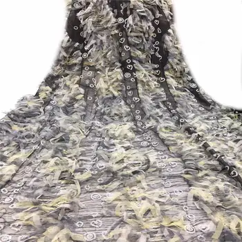 

Embroidery Lace Fabric Dresses, Newest Handmade Beaded Bridal Lace, Wedding Party Fashion Tulle Fabric JX2925b