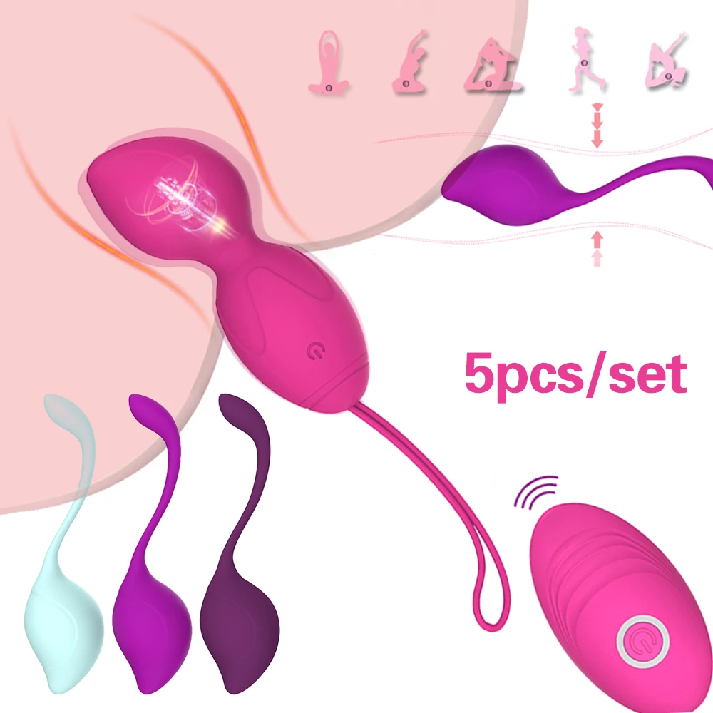 Promo Chance of  5pcs Safe Silicone Smart Ball Kegel Ball Ben Wa Balls Vibrating Jumping Eggs For Women Vagina Tight