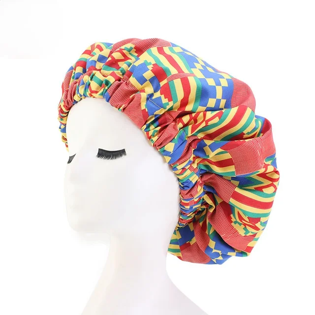 New Extra Large Satin Lined Bonnet Women Big Size Beauty Print Satin Silk Bonnet Sleep Night Cap Head Cover Bonnet Hat Wholesale style3