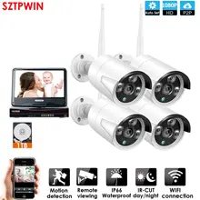 Беспроводная система наблюдения сеть 10," ЖК-монитор сетевой видеорегистратор wi-fi-комплект 4CH 1080 P HD видео входы камера безопасности