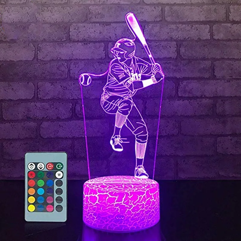 

New Baseball lamp,Bedside Lamp 7 Colors Change Remote Control Night Light Optical Illusion Lamps As Gift Ideas for Boys or Kids