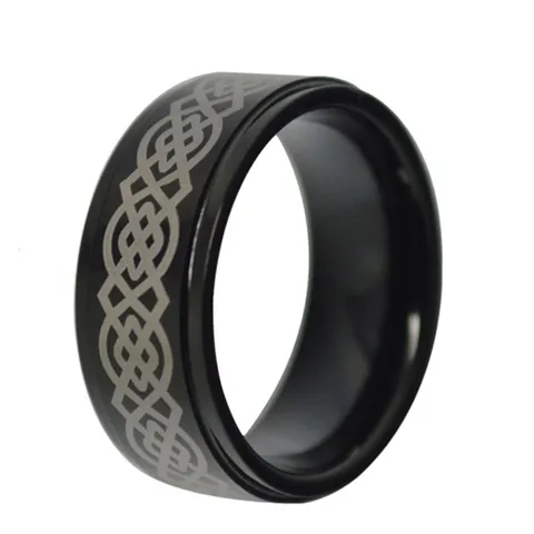 Gold Color Tungsten Wedding Band for Men Dragon Ring Green Blue Carbon Fiber Inlay Polish Finish Beveled Edges Comfort Fit