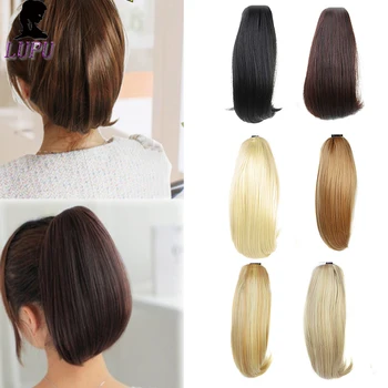 

LUPU 11 Colors Synthetic Ponytail Clip in Hair Extensions Straight Pony Tail Claw on Hairpiece Heat Resistant Short Hair