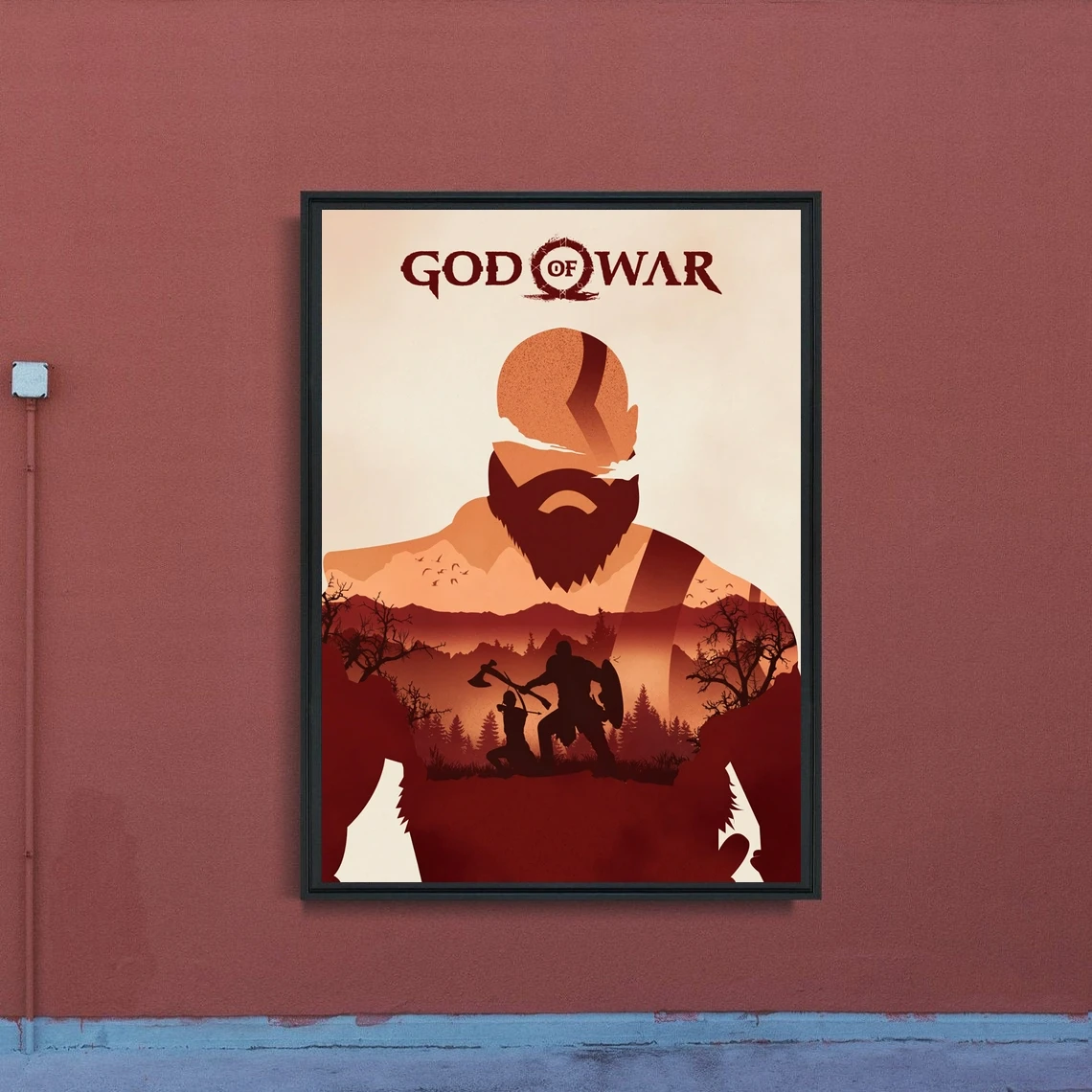 God Of War 4 Game Poster Kratos Mitologia Nordica Videogioco D'Azione Minimalista Alternativo Art Poster (Senza Cornice)
