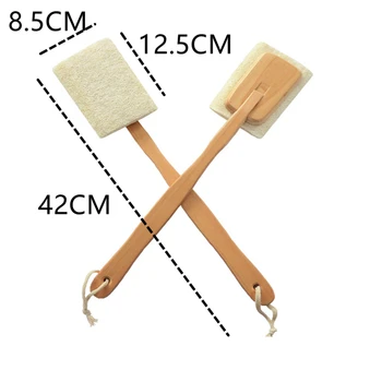 

Natural Loofah Back Strap Loofah Bath Brush Wooden Handle Shower Massage Spa Scrubber Sponge Body Skin Health Cleaning