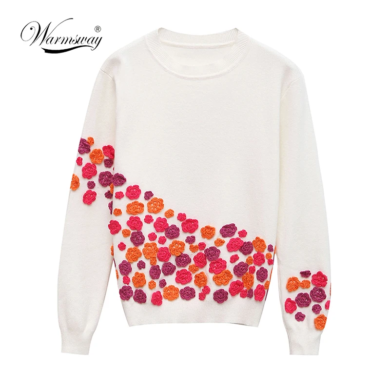 Luxury Brand Designer Runway Sweater 2021 Autumn Winter Fashion 3D Flowers Embroidery Silk Pullovers and Sweaters Tops C-015 | Женская