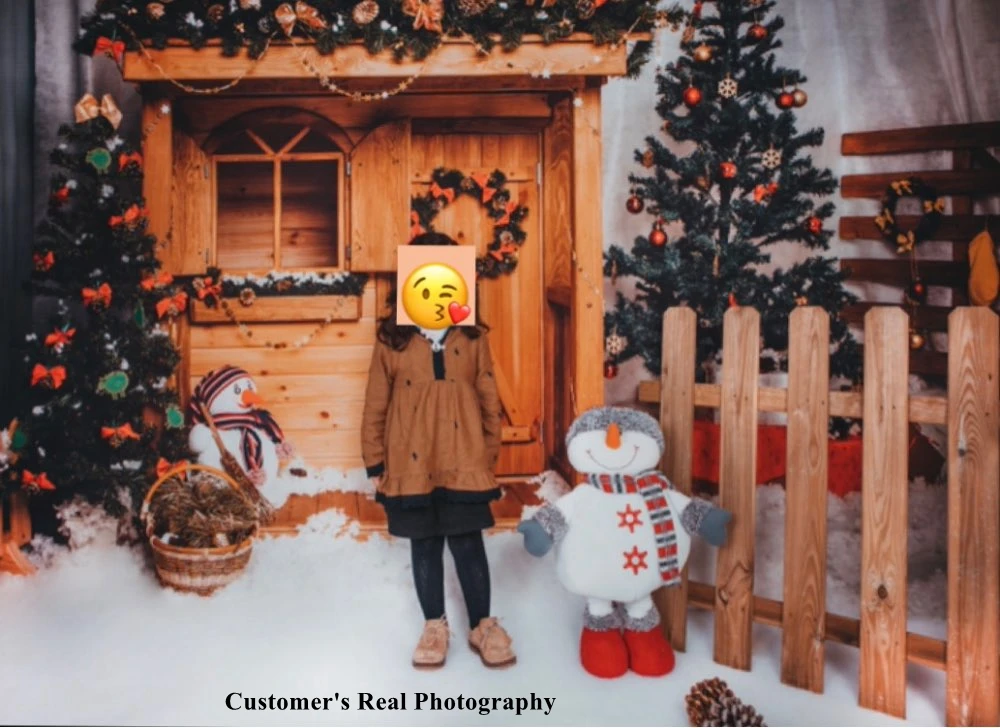 Laeacco ферма Деревянный Дом Рождественская елка подарок снег фотографии фоны индивидуальные фотографические фоны для фотостудии