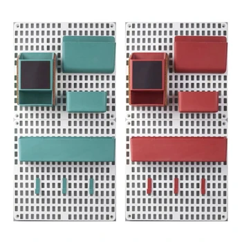 

Wall Mount Pegboard Combination Home Kitchen Storage Shelving Organizer No Punching Peg Board Rack