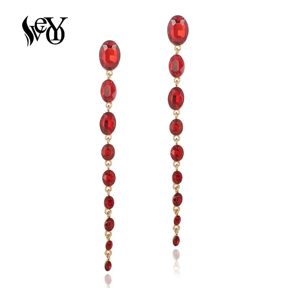 VEYO Long ZA Crystal Drop Earrings for Women Trendy Dangle Earings Fashion Accessories Jewelry