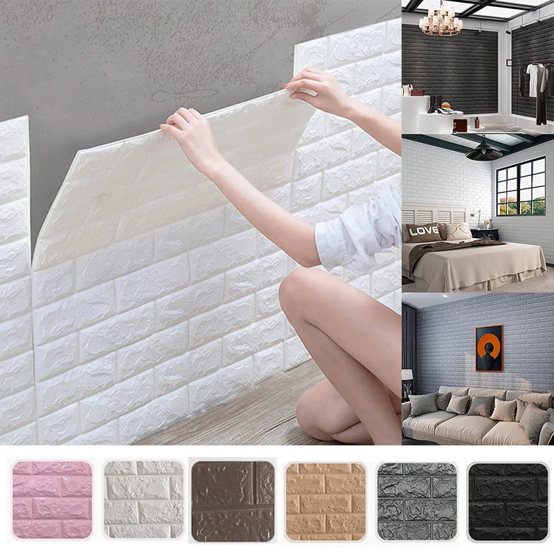 

3D Wall Stickers Imitation Brick Bedroom Decor Waterproof Self-adhesive Wallpaper For Living Room Kitchen TV Backdrop Decor