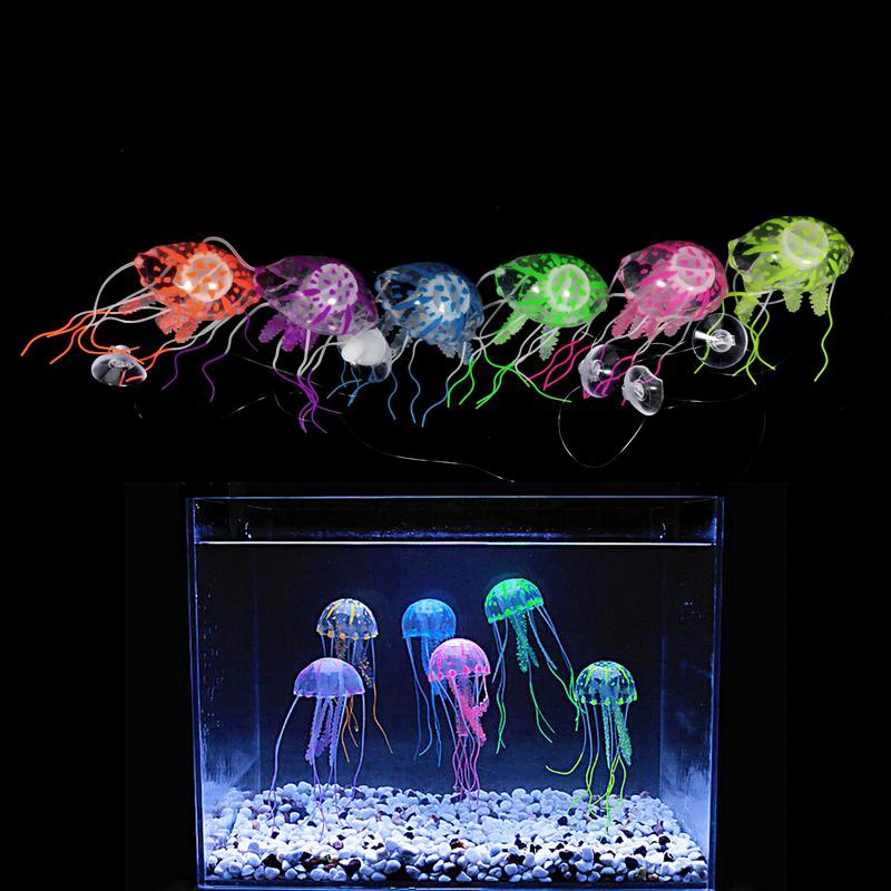 Искусственная светящаяся Медуза для аквариума с эффектом поплава, украшение для аквариума, подводное живое растение, светящееся украшение, водный пейзаж
