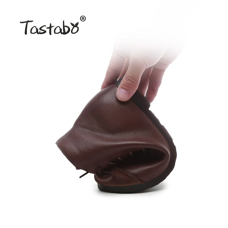 Tastabo/ботильоны из натуральной кожи; бархатная женская обувь ручной работы с мягкой подошвой; повседневные женские ботинки для отдыха; цвет черный, коричневый; SD1956-3