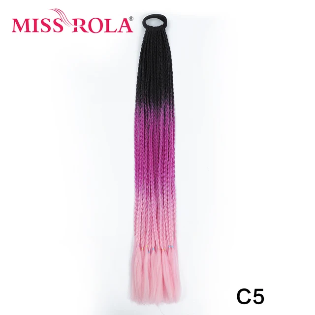 Synthetic Chignon Hair 60cm Hair Color Gradient Dirty Braided Ponytail Women Elastic Hair Rubber Band Hair Accessories Headband C5