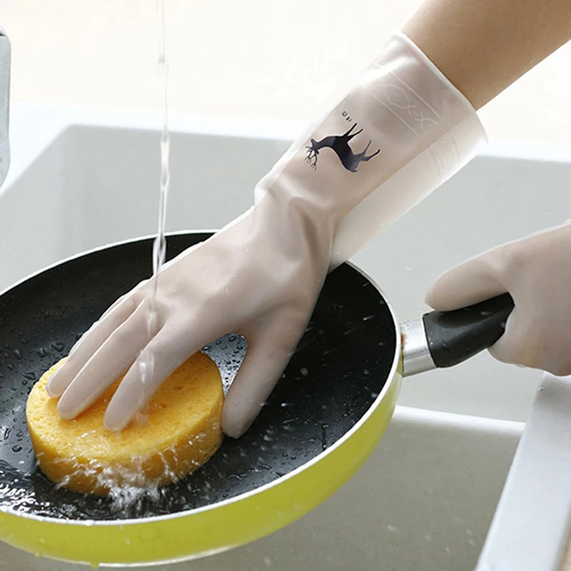 Kitchen Dish Washing Gloves Household Dish Washing Gloves Rubber Translucent Dishwashing Gloves Cleaning Housework Tool
