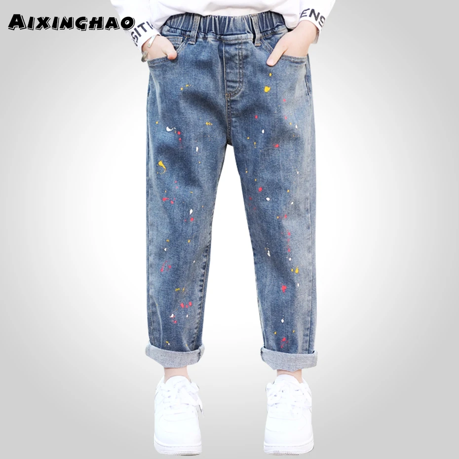 

2020 Spring Jeans Girl Painting Print Jeans For Girls Casual Girls Jeans Autumn Teenage Girls Clothes School 6 8 10 12 14 Year