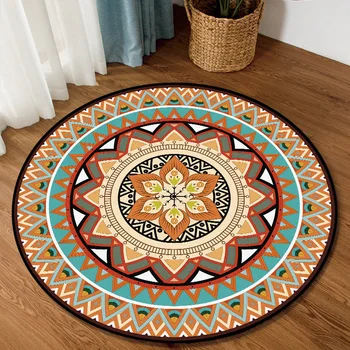 

DeMissir Datura Flower Nation Round Rug Carpets For Home Living Room Bedroom Hanging Basket Chair Non-slip Pad