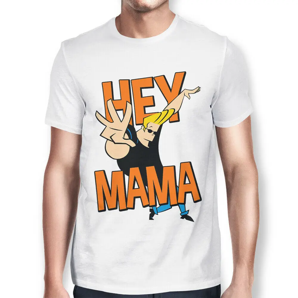 Летние 2019 Johnny Bravo Эй I Love Mama майка 90-х с рисунком героев из мультфильмов Для мужчин