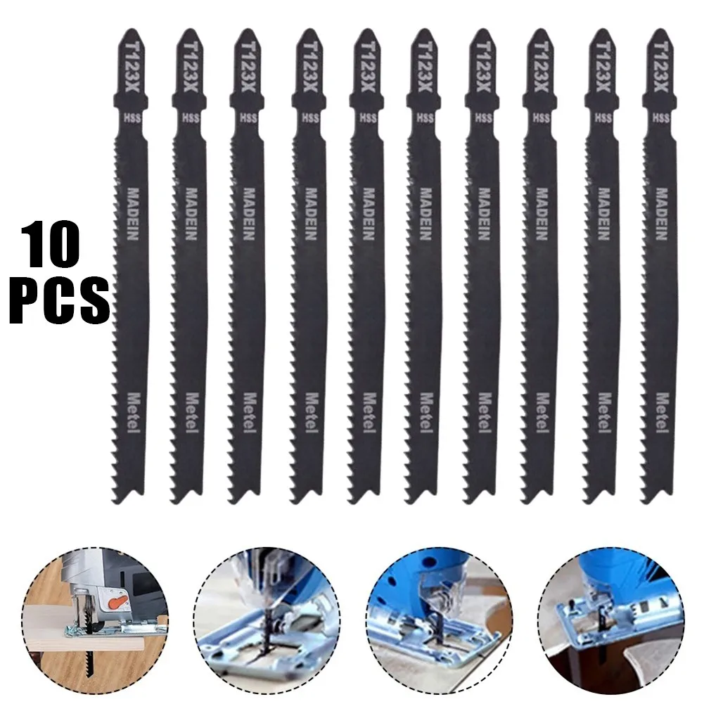 10Pcs HCS Jig Saw Blades 4 Inch T-shank T123 Jigsaw Blade For Tube Wood Metal Aluminium Cutting Tools