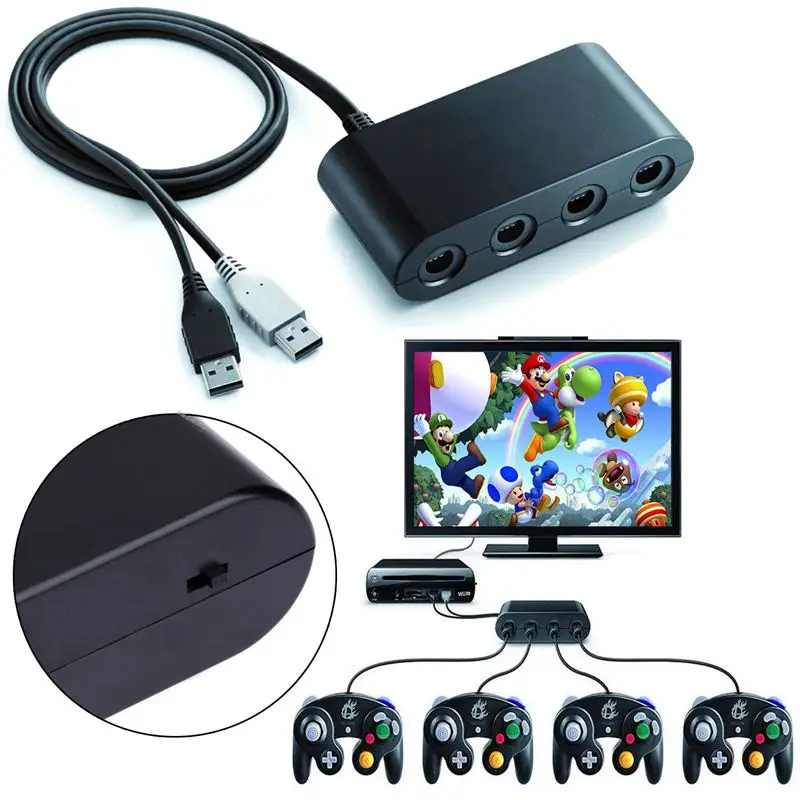 4 порта Gamecube контроллер адаптер для nintendo wii U Super Smash Bros. PC USB PC к NGC игровой адаптер рукоятки