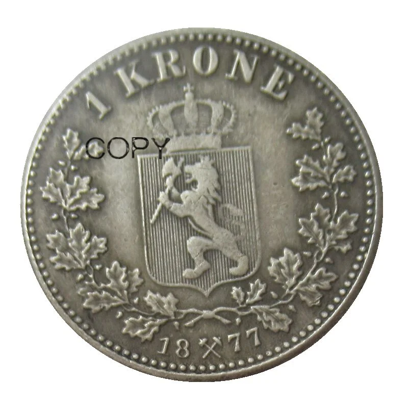 Норвегия 1 крона Оскар II 1877 1878 1887 1888 1889 посеребренные монеты КОПИЯ|Безвалютные
