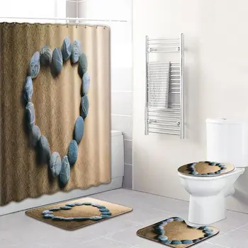 

4Pcs Heart Pattern Non-Slip Home Toilet Pad Cover Non Slip Toilet Cover Seat European Heart Pattern Soft Bathroom Mat 2020 hot