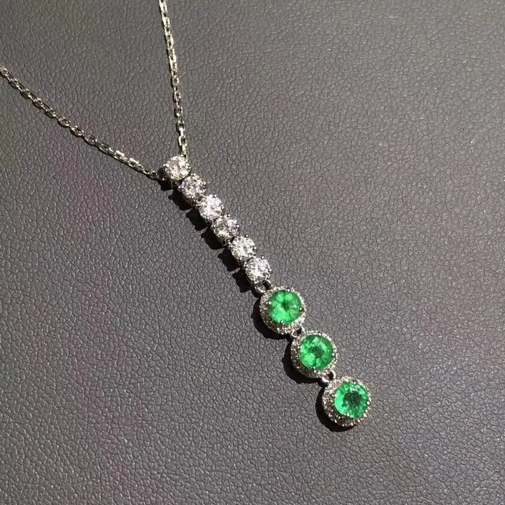 

natural green emerald gem Pendant natural gemstone pendant necklace S925 silver ancient Tassels strand girl gift fine jewelery