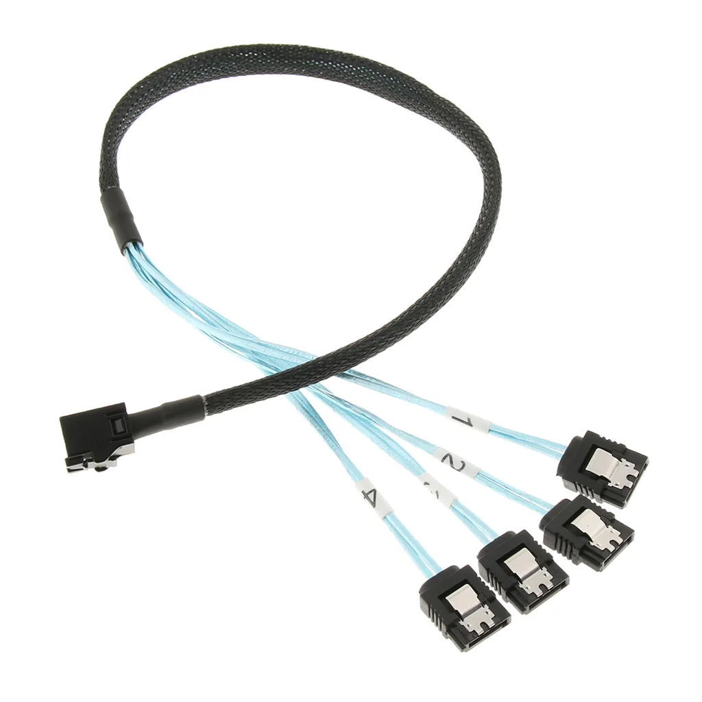 Mini SAS HD (SFF-8643) to 4*SATA Hard Drive Solid State Cable, 1.6Feet/0.5M Mini SAS Male to SATA Female Splitter