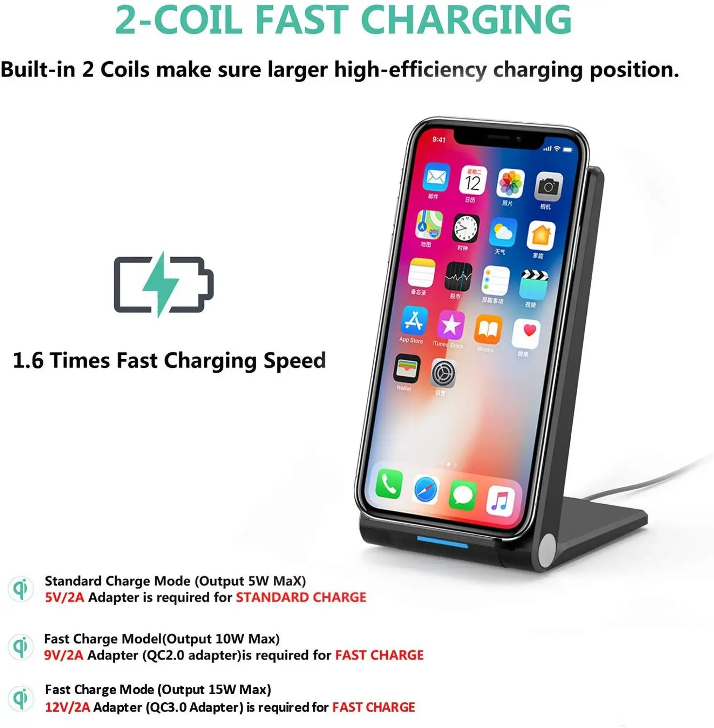 DCAE Qi Беспроводная зарядная подставка для iPhone 11 Pro X XS 8 XR samsung S9 S10 Note 10 9 QC 3,0 15 Вт USB C быстрая зарядная док-станция