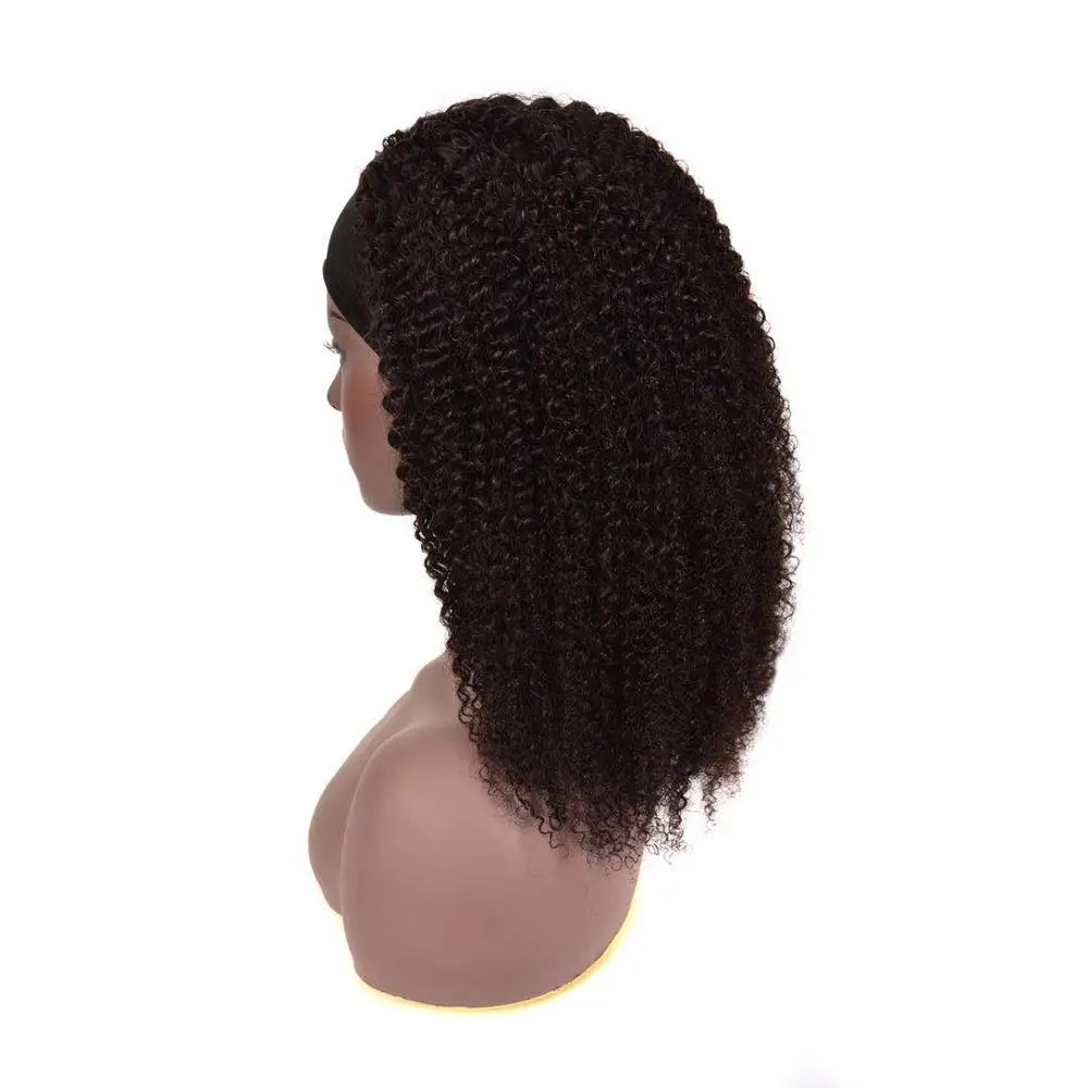 Afro Kinky Curly Headband Human Hair Wig For Black Women Curly Wigs With Headband Random Gift Full Machine Remy Glueless