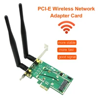 Placa de rede sem fio wifi mini pci express pci-e para pci-e 1x adaptador de mesa bluetooth-conversor compatível com 2 antena