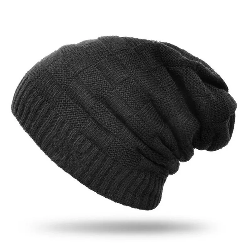 

Winter Hats For Men Beanie Outdoor Sports Mountaineering Camping Wool Knit Hat Ear Caps Thicken Baggy And Pile Warm Turban Cap