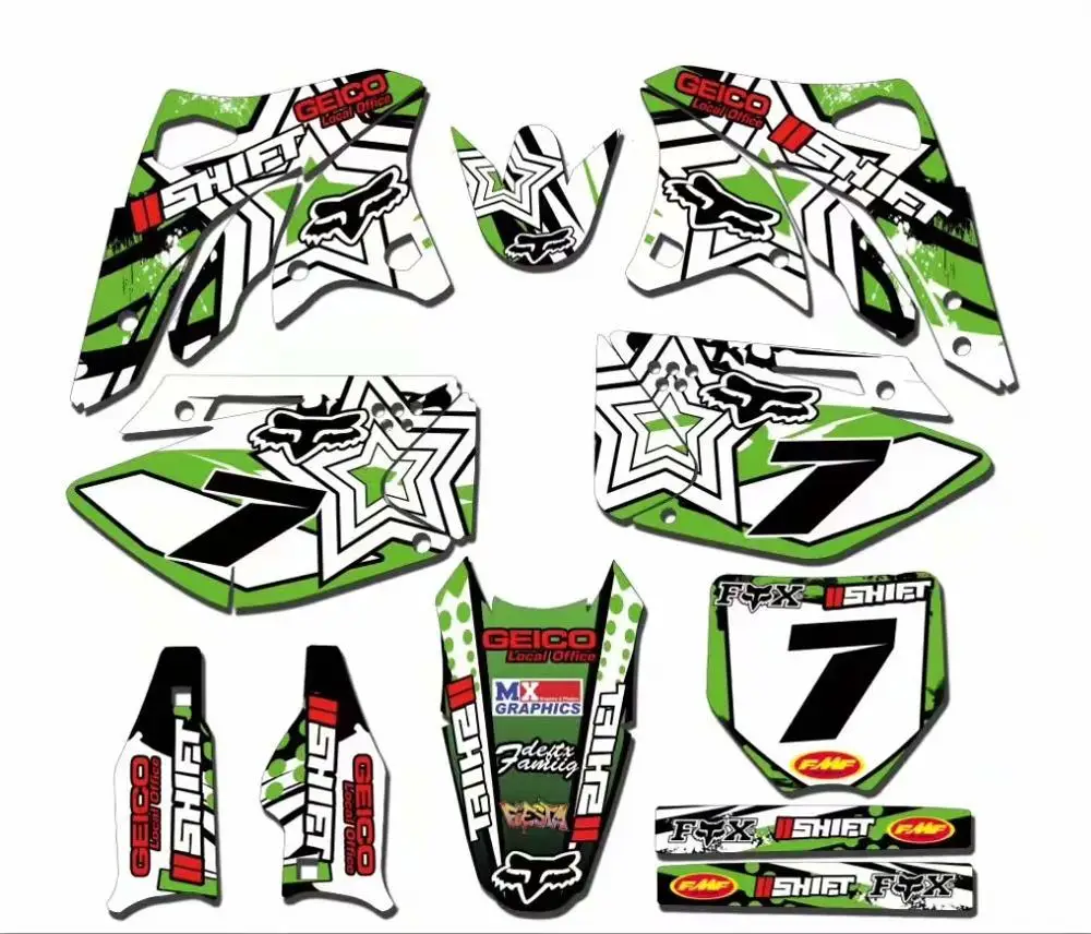 3 м мотоцикла команда Графический и Фоны наклейка наклейки Наборы для Kawasaki KX250F KX 250F KXF250 KXF 250 2006 2007 2008