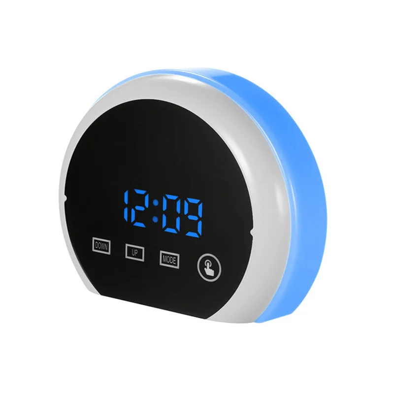 blue light Светодиодный зеркальный будильник прикроватные часы для красоты макияж часы Повтор ночной Светильник термометр часы украшение дома светильник регулируемый - Цвет: blue light