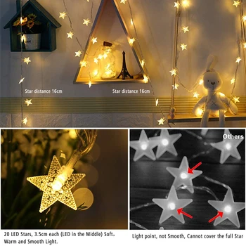 

5m 50LED Star Fairy Lights Twinkle Garlands Battery Operated Wire String Lights for Wedding Birthday Halloween Christmas Room