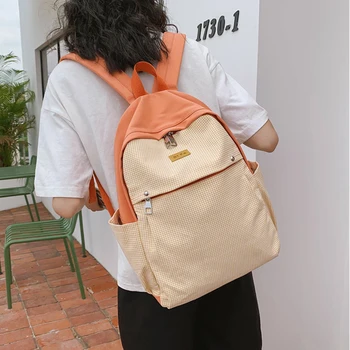 

Women's Contrast Color Backpack Korean Style Oxford Backpacks School Bag for Teenagers Girls Back Bag Casual Lady Travel Bagpack