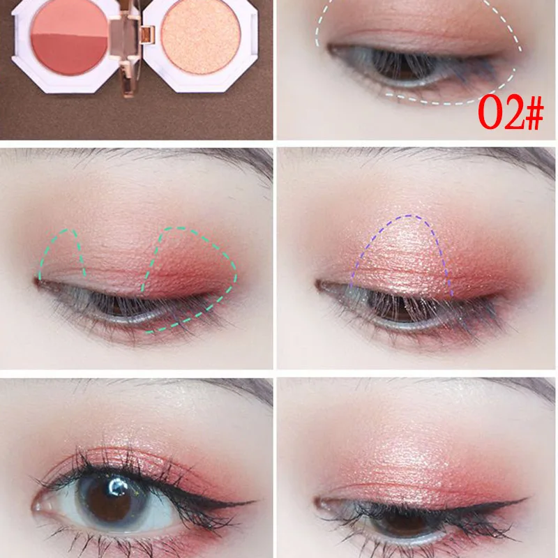 Double Layer Eyeshadow Palette Foldable Marble Effect Pearly Lustre Eye Shadow Case CJ666 - Цвет: 02