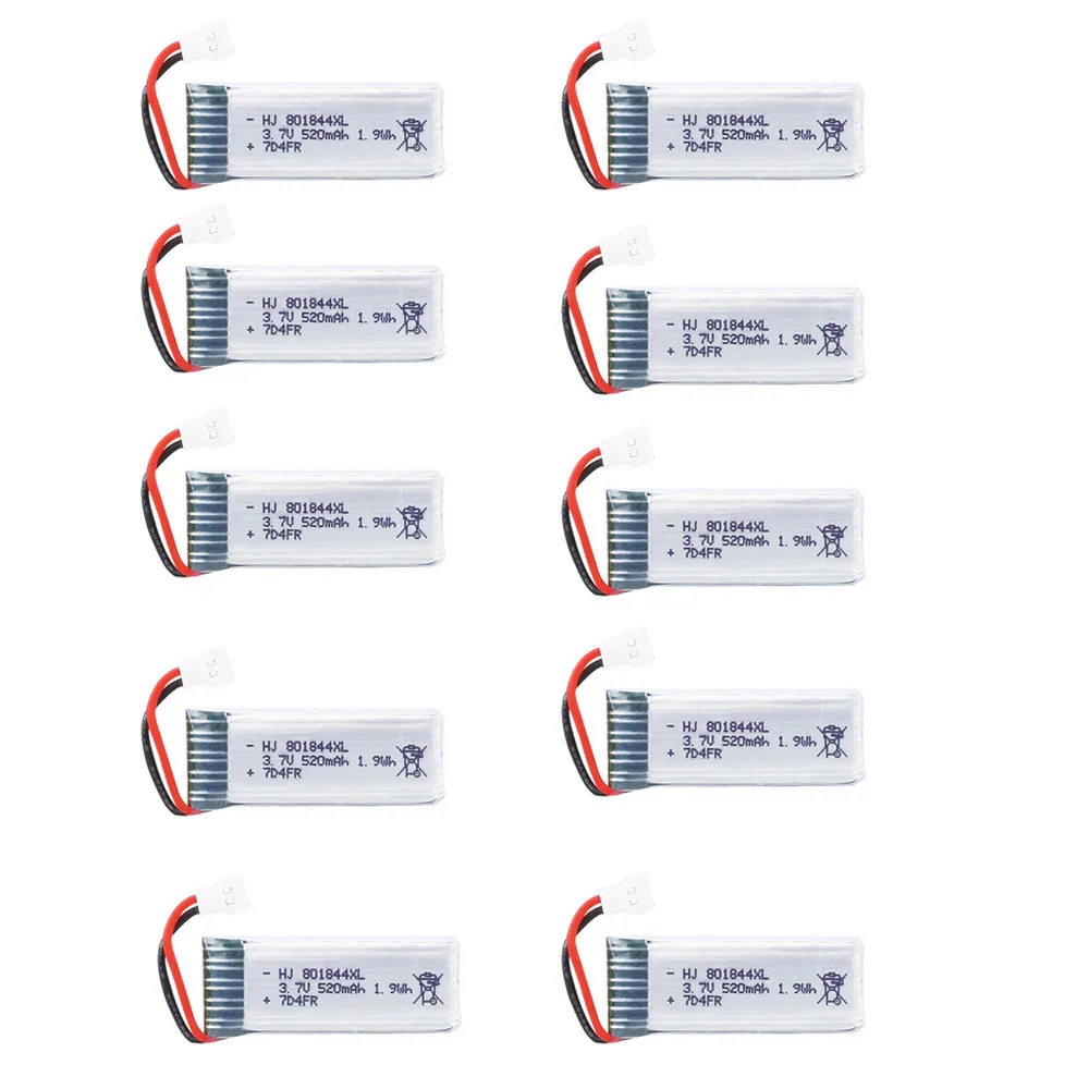 801844 3.7V Rc Battery For Hubsan H107P 3.7V 520Mah 25C Lipo Battery For H107P Rc Camera Drone Quadcopter Spare Parts 10Pcs/Set