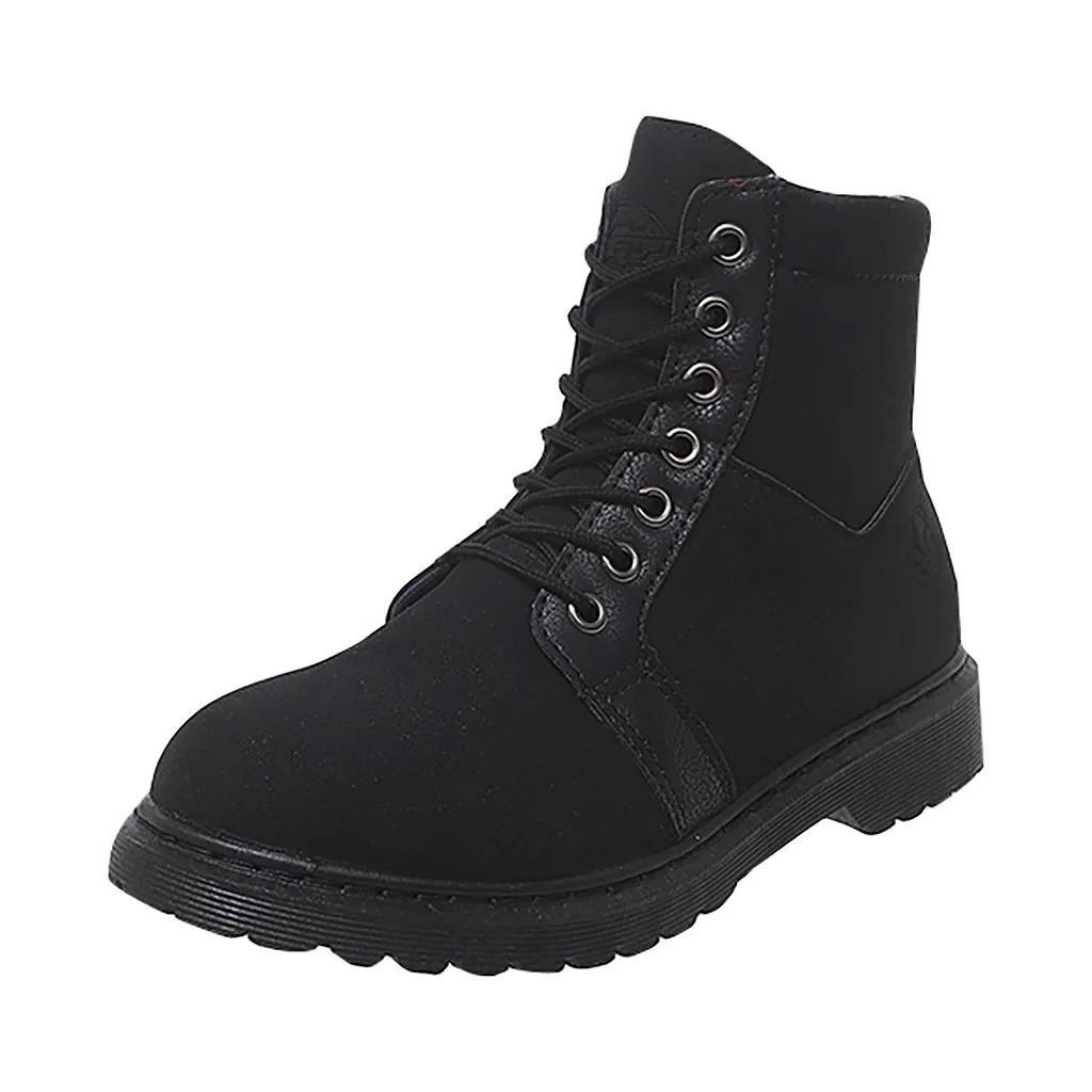 

SAGACE New Fashion Boots Women Lace-up Shoes Woman Casual Flock Round Toe Solid Square Heel Party Basic shoes woman boots 2019