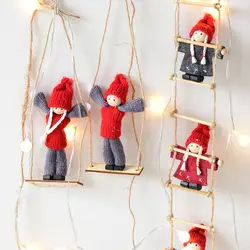Рождественская елка подвесное украшение-кукла рождественский кулон для дома струна Шерсть Войлок мальчик девочка качающаяся кукла