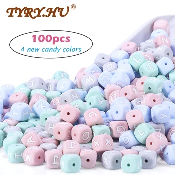

New 100pc Alphabet Silicone Chewing Beads For Teething Necklace Food Grade BPA Free Letter DIY Baby Name Baby Teether