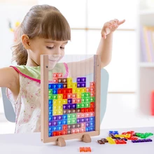 3D Tangram Tetris Spiel Mathematik Spielzeug Gehirn Teaser Kinder Bunte Puzzles Spiel Magination Geistigen Jigsaw Bildung Spielzeug Für Kind