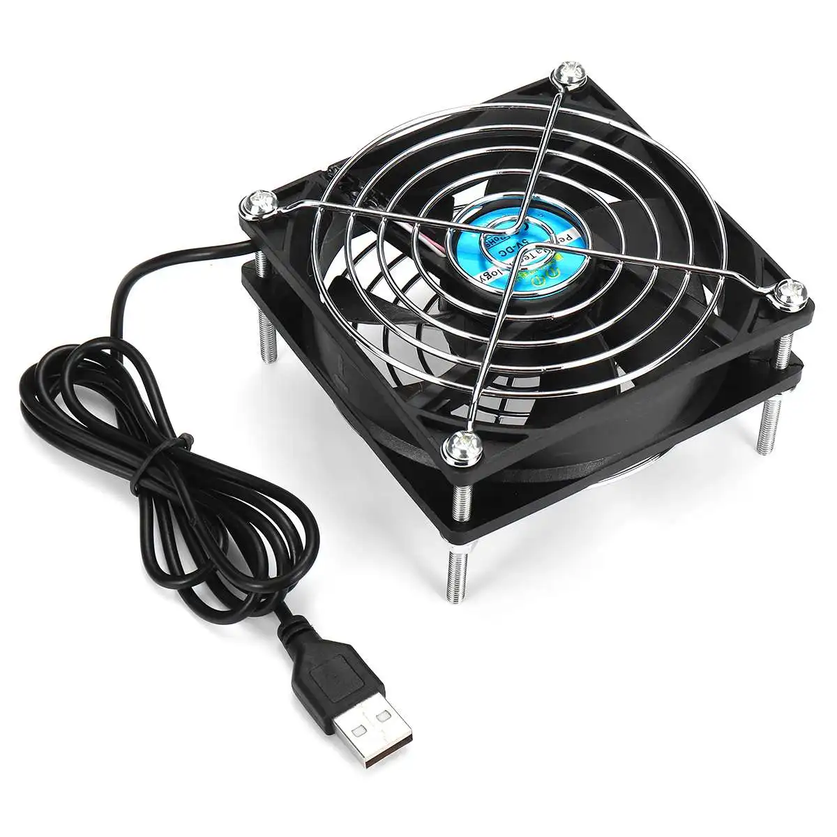 

5V USB Router Cooling Fan TV Box Cat Radiator Rack Cooler 9CM PC DIY Cooler with Screws Dual Protective Net Silent Desktop Fan