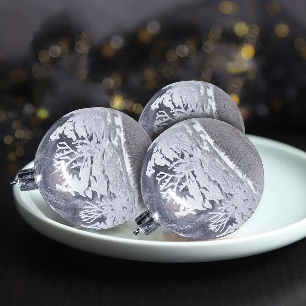 6 шт./лот, черная серая Рождественская елка, игрушки, шар, подвеска 8 см/6 см, пластиковые прозрачные безделушки, Рождественское украшение, Новогоднее украшение