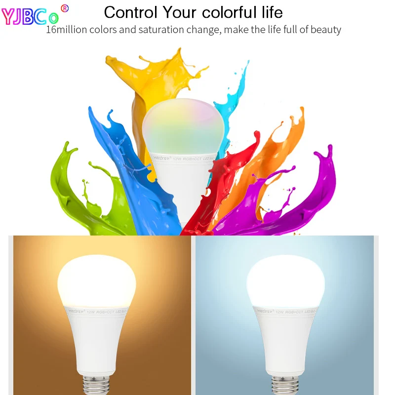 Miboxer FUT105 12W RGB+CCT LED Bulb E27 Indoor lamp light 2.4G remote smartphone APP Control for Bedroom living room AC100~240V