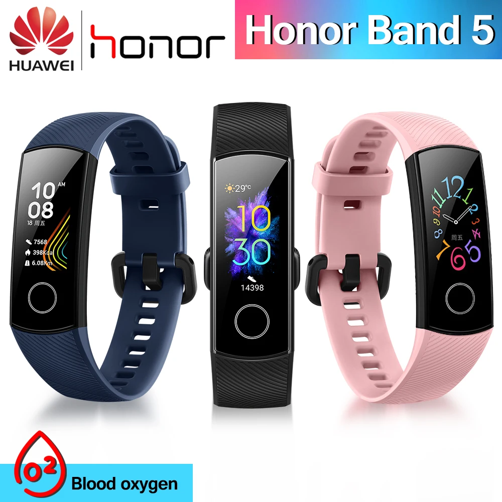 Online Original Huawei Honor Band 5 Smart Armband Oximeter Touchscreen Magische Farbe Schwimmen Erkennen Herz Rate Schlaf Nickerchen Ehre Band5