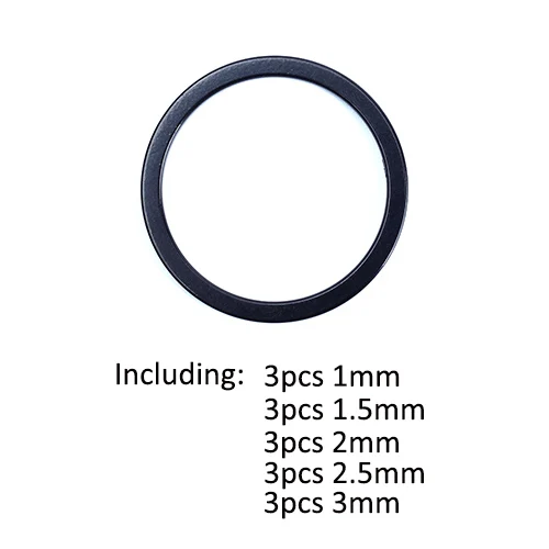 15pcs RISK 1/1.5/2/2.5/3mm MTB Bike Bottom Bracket Washers Mountain Bicycle Flywheel Hub Spacer Gasket CNC Alloy MTB Tool Washer - Цвет: Black